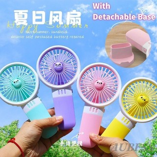 Quạt chạy bằng pin hình gấu dễ thương có đế có thể tháo rời Phim hoạt hình cầm tay / máy tính để bàn im lặng Quạt gió mạnh Dụng cụ làm mát mùa hè