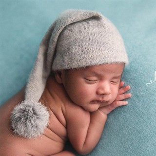 Bé photo studio đạo cụ chụp ảnh mũ beanie mũ bé đuôi dài đan lông bóng sơ sinh đạo cụ chụp ảnh