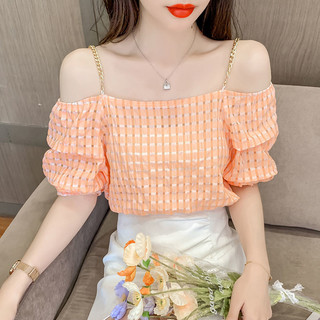 Siêu Cổ Tích Pháp Áo Sơ Mi Nữ Mùa Hè 2022 Phong Cách Mới Đầm Thời Trang Phong Cách Mới Kẻ Sọc Một Vai Niche Gợi Cảm Sling Top Nữ