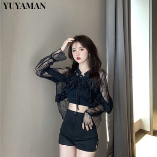 YUYAMAN Áo Sơ Mi áo sơ mi nữ áo kiểu hàn quốc rực rỡ sang trọng chic Phong cách WCS24405J7 14Z240402