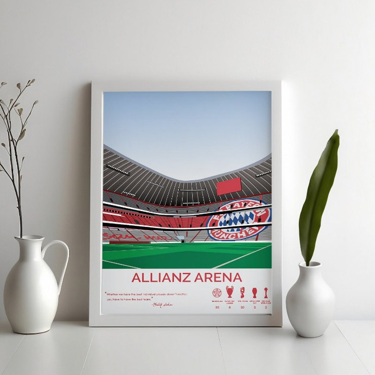 POSTER BÓNG ĐÁ ⭐️ Tranh Sân Allianz Arena Tại München - Bayern Munich - Tranh Treo Tường - Wall Deco