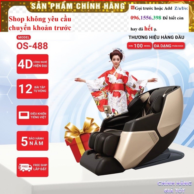 SALE <> Ghế massage Okinawa Os-488 model 2023, con lăn 4d -