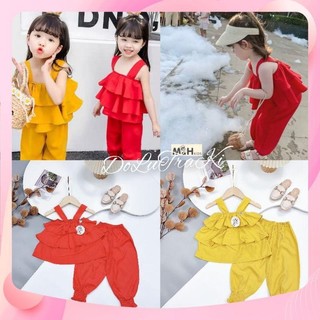 Set áo dây 2 tầng kèm quần ống chun cho bé gái