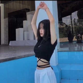 Áo kiểu DÂY CỘT EO TAY NGẮN nữ croptop