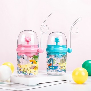 Bình nước cho bé, cốc xịt nước cá voi, ống hút, cá heo nhỏ dễ thương, người nổi tiếng trên internet, cốc đài phun nước bé gái cùng phong cách