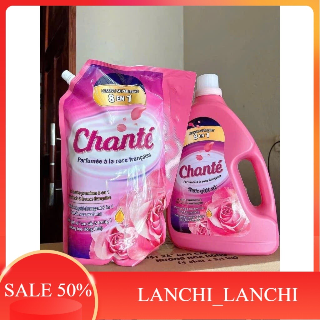Chante nước giặt xả 8 in 1 Hương Nước Hoa 3,1kg/3,05kg