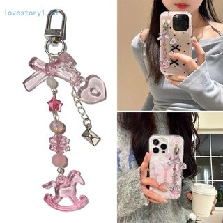 Tình Yêu Trái Tim Dễ Thương Đính Hạt Móc Khóa Nơ Bốn Lá Cỏ Ba Lá Điện Thoại Mặt Dây Chuyền Túi Quyến Rũ Thời Trang Phụ Kiện Cho Thời Trang Trung Hoa