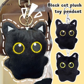 Đáng Yêu Kawaii Mèo Đen Sang Trọng Mặt Dây Chuyền Móc Khóa Thời Trang Dễ Thương Mèo Con Mềm Nhồi Bông Búp Bê Móc Khóa Ba Lô Trang Trí BFF Cặp Đôi Quà Tặng
