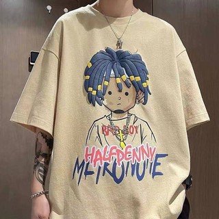 100% Cotton Ins American Short-Sleeved T-shirt Men's Loose Fashion Brand Summer 2024 New Half Sleeve Men's Half-Sleeved T-shirt Ym5z