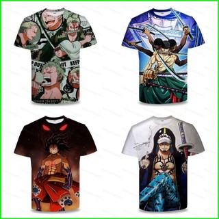 One piece luffy roronoa zoro vải cosplay cho trẻ em áo thun 3d bé trai anime tay ngắn