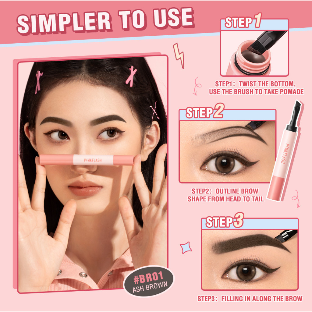 Ảnh 2 của Kem trang điểm lông mày PINKFLASH ColorStay chống nước chống nhòe lâu trôi không vón cục mềm mịn E16
