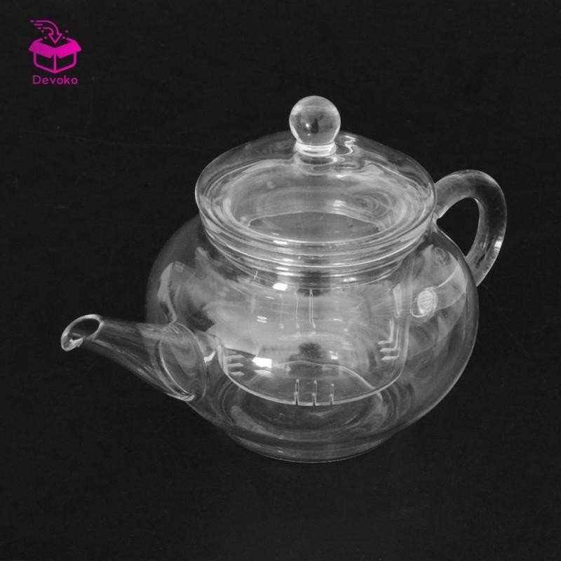 Devoko Ấm trà thủy tinh chịu nhiệt kèm bộ lá trà và cà phê 250ml, 400ml