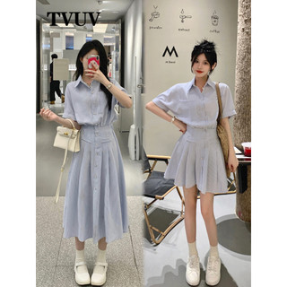 Tvuv Plus Size Sọc Giảm Béo Cổ Polo Tay Ngắn 2671