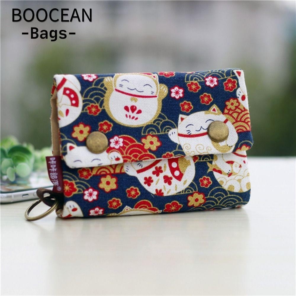 BOOCEAN Ví đựng tiền xu, gấp hoạt hình thay đổi tiền, Ví vải nữ