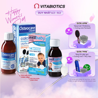 Bộ Sản Phẩm Vitabiotics Cho Bé OSTEOCARE Chắc Khỏe Xương 200ML Và WELLBABY Tăng Cường Sức Đề Kháng 150ML