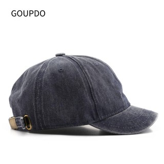 GOUPDO Mũ bóng chày, Mũ có vành ngắn có thể điều chỉnh, Mũ Snapback Cotton giặt màu trơn mùa hè