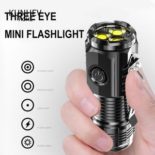 KUNHEV Đèn pin ngón tay cái, Đèn pin Mini ABS có thể sạc lại, Đèn pin Led ba mắt chiếu sáng siêu mạnh 5 bánh