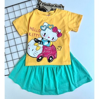Bộ váy bé gái - set váy cho bé gái size đại thun cotton có quần chip bên trong Set đầm váy cotton 4 chiều bé gái SV04