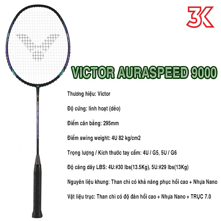 Vợt Cầu Lông Victor Auraspeed 9000 1 Khung vợt 1 Túi  [Chính hãng][bảo hành 2T]
