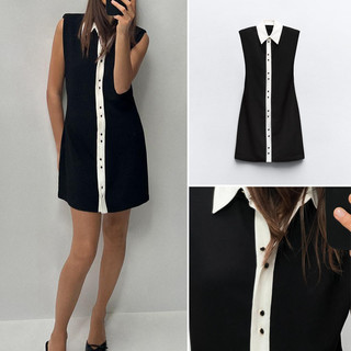 Zara ZA2024 Mùa Hè Sản Phẩm Mới Đầm Ve Áo Nữ Phù Hợp Với Người Đi Làm Không Tay 3897062 800