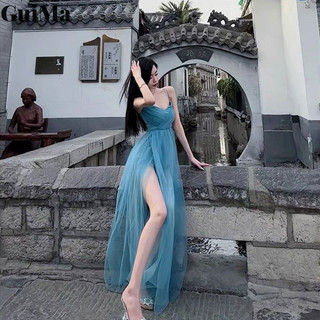 Guima Pure lust style Sanya đi biển kỳ nghỉ bãi biển treo váy nữ gợi cảm xẻ tà khí chất váy cao cấp