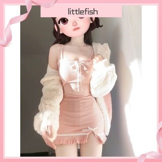 [Littlefish] 2024 Phong Cách Mới Cô Gái Pure Desire Xuân Hè Hoa Anh Đào Dây Đeo Màu Hồng + Váy Hông Cô Gái Nóng Ngọt Ngào Bên Trong Váy Ngắn Slim-fit Váy Nhỏ Thể Hiện Bộ Đồ Cơ Thể Có Kích Thước Lớn