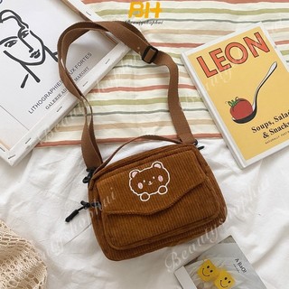  Túi đeo chéo vải nhung nhung retro Nhật Bản mới 