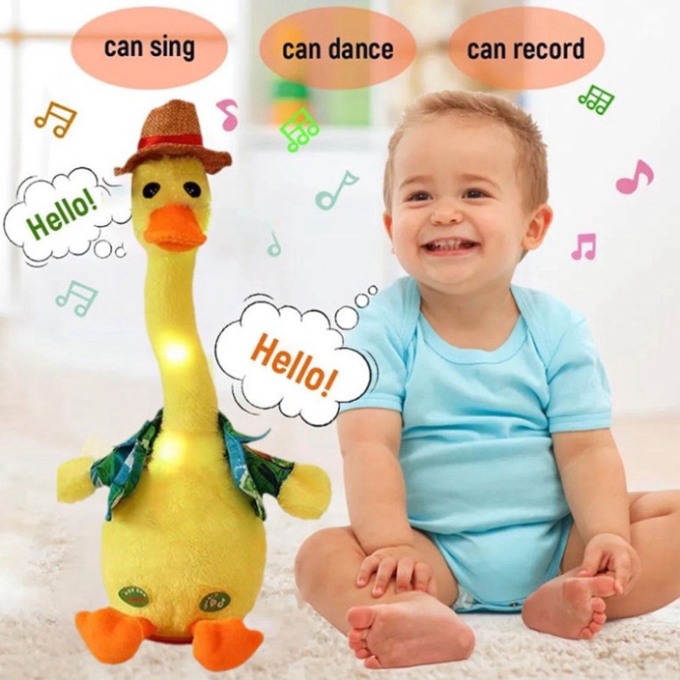Đồ chơi vịt nhồi bông biết nhảy múa, hát và nhại giọng nói cho bé, kèm combo phụ kiện