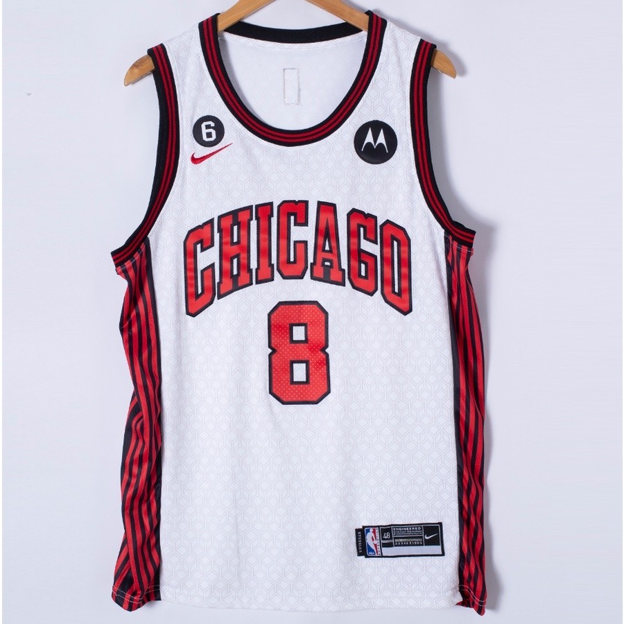 2023 mùa giải mới nam Chicago Bulls 8 Zach LaVine thêu áo bóng rổ jersey city màu trắng