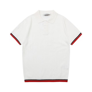 24ss mới thom browne tb màu khối dệt kim áo sơ mi polo nam nữ thể thao dạo phố áo len áo thun ngoài trời
