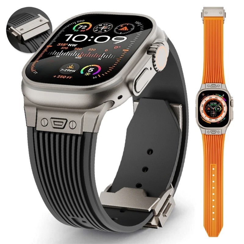 Dây đeo thể thao nam cao su cho IWatch Ultra 2 Band 49mm 45mm Dây đeo đồng hồ silicon cho IWatch 10 