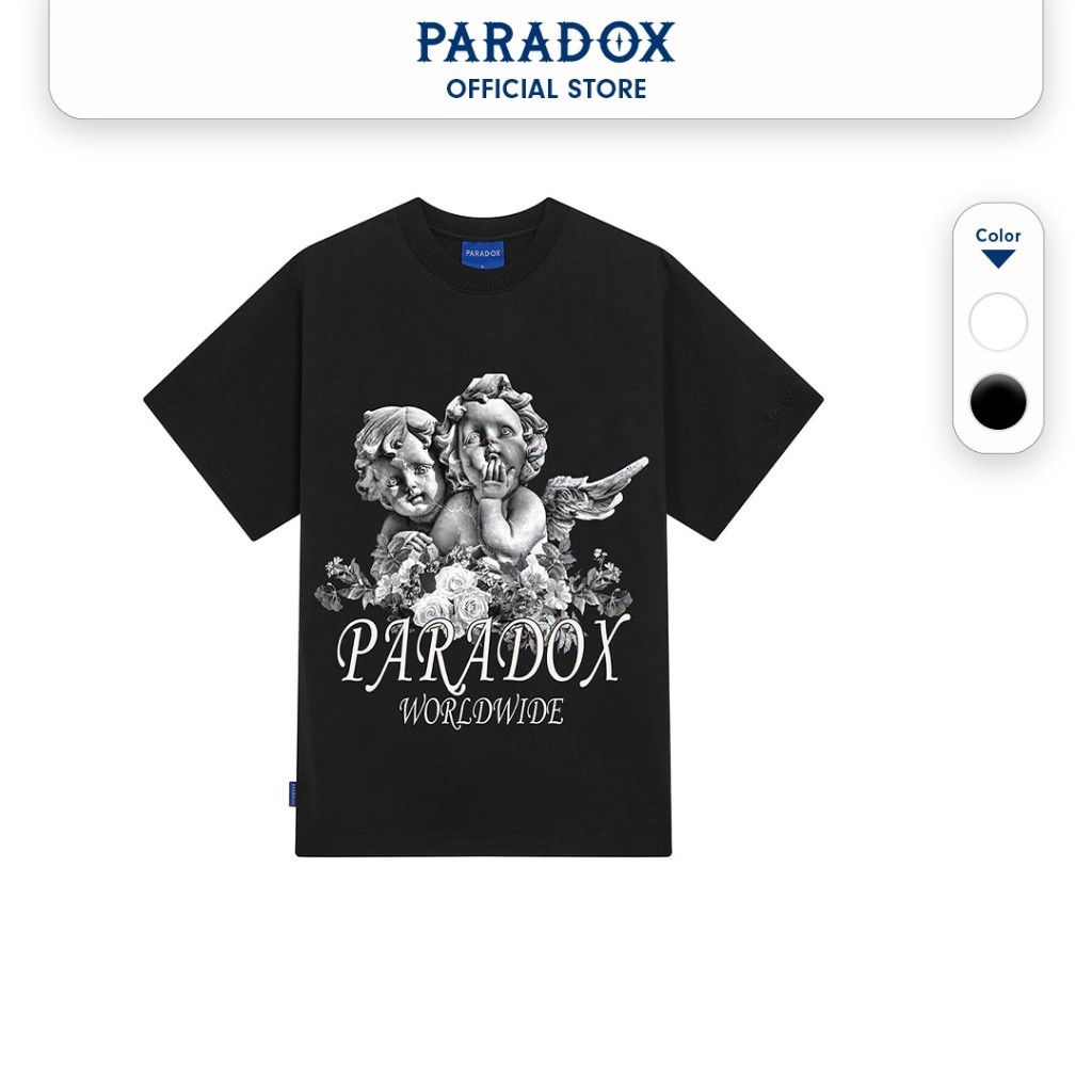 Áo thun form rộng Paradox tay lỡ - Unisex - In hình - REUNITE - Đen, Trắng