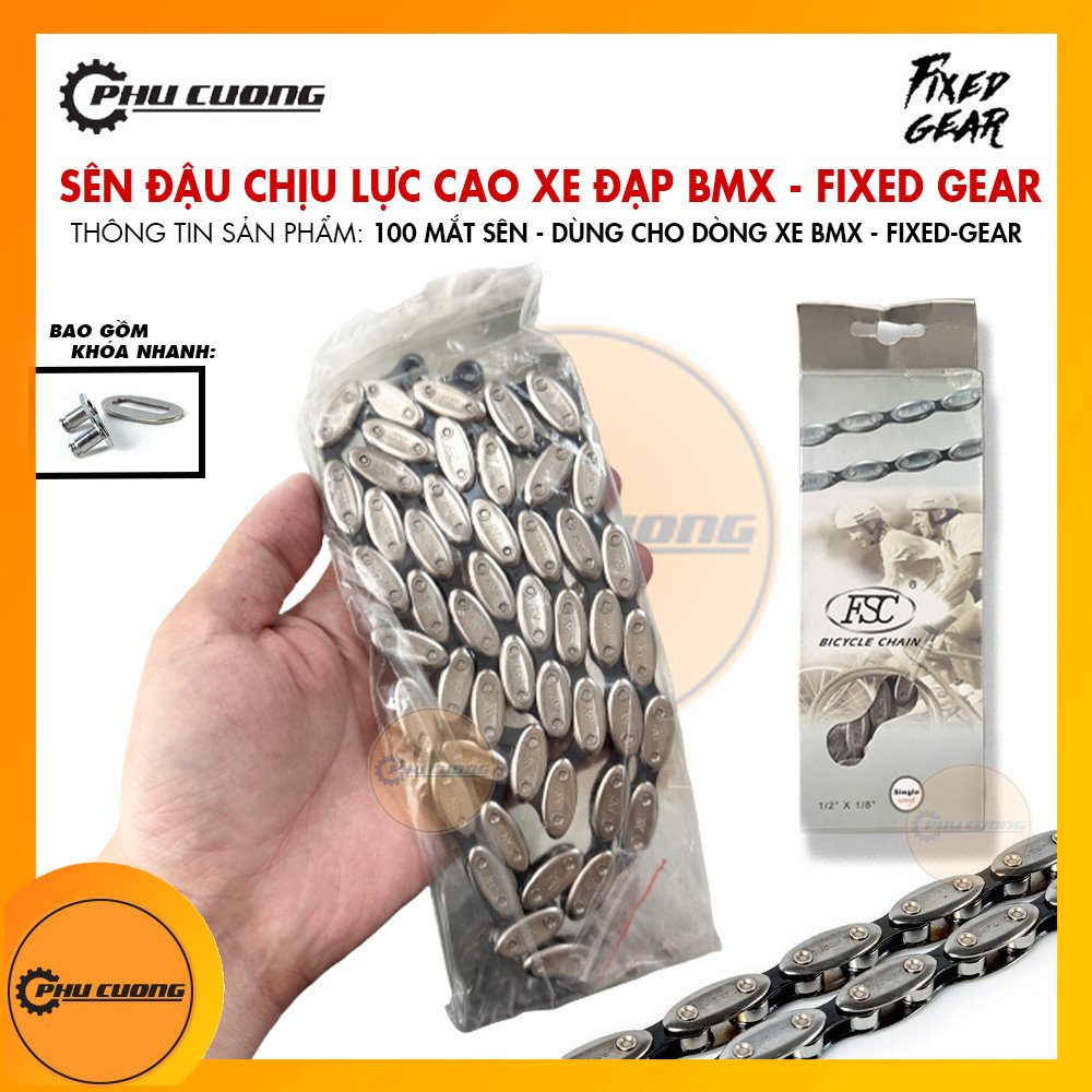 Sên đậu chịu lực & độ bền cao cho dòng xe đạp BMX - Fixed Gear - 100L ( Mắt sên ) + Kèm khóa nhanh