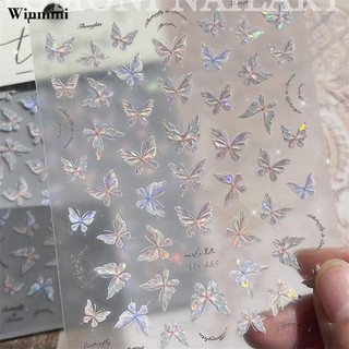 Mới miếng dán móng tay 3d laser bạc bướm rỗng bướm lưng dính móng tay miếng dán móng tay miếng dán dán móng tay trang trí