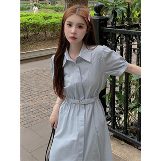 Qianqian Bán Chạy Nữ Pháp Phong Cách Nhẹ Nhàng POLO Cổ Đầm Nữ Mùa Hè Áo Sơ Mi Phong Cách Cao Cấp Hẹp Ôm Hơn Nhìn Chữ A Giữa Chiều Dài Váy Khuyến Mãi Tóc Thẳng