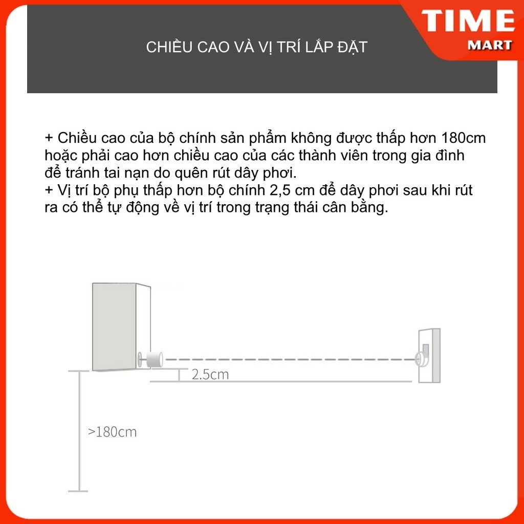 Dây phơi thép thông minh tự rút có khóa, dán tường tiện lợi