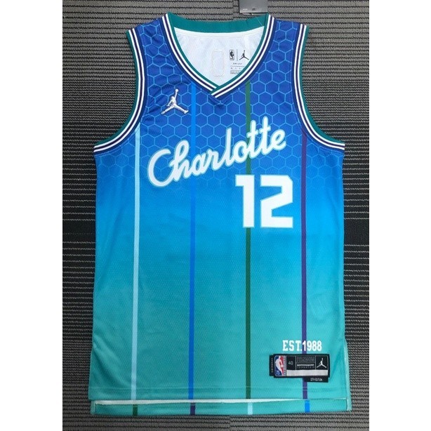 [ép nóng] Áo đấu NBA 2022 Charlotte Hornets 12 # OUBRE JR. áo bóng rổ thứ 75 phiên bản thành phố