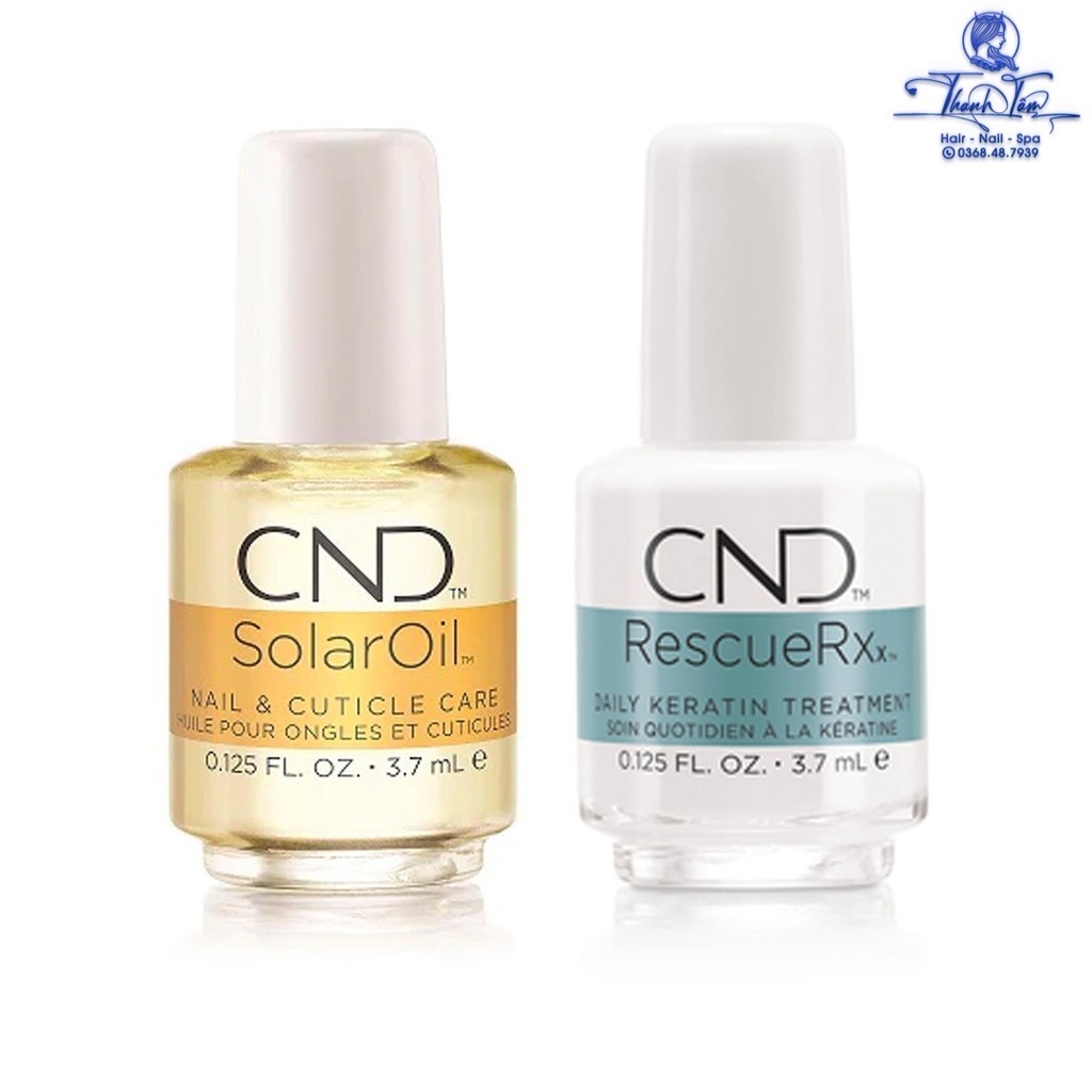 Bộ đôi chăm sóc, dưỡng móng thần thánh CND Solar Oil và Rescue RXx 3.7ml | New |