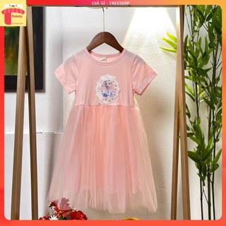 Váy công chúa bé gái cộc tay 3-8 tuổi Elsa đính ngọc vải ren cao cấp điệu đà đáng yêu