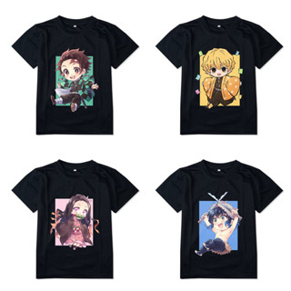 Áo thun trẻ em Kimetsu no yaiba , Màu Đen, Vải Poly Thái Mát Mẻ, Co Giãn 4 Chiều, size từ 7 - 92kg