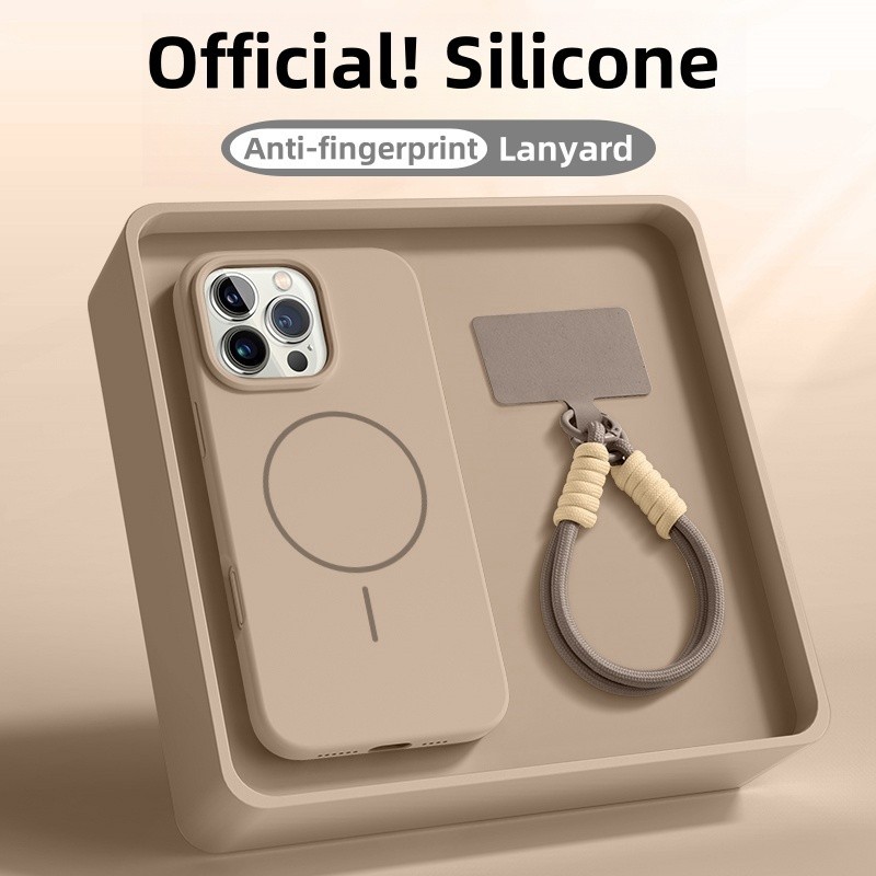 Ốp lưng chống vân tay mới cho iPhone 16 15 14 13 12 11 Pro Max Ốp lưng Lanyar 16pro dây đeo từ tính Vỏ chống sốc