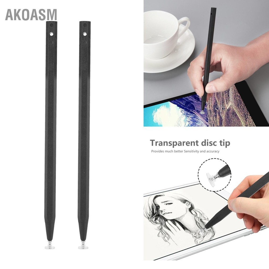 AKOASM 2 Chiếc Đĩa Chính Xác Stylus Cảm Ứng Màn Hình Điện Dung Bút Cho Tất Cả Thoại Di Động & Máy Tính Bảng Màu Đen