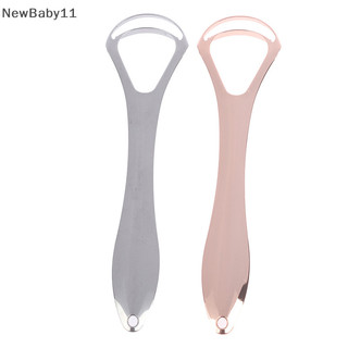 NewBaby Double Layer Tongue Scraper Stainless Steel Oral Tongue Cleaner Mouth Brush VN
