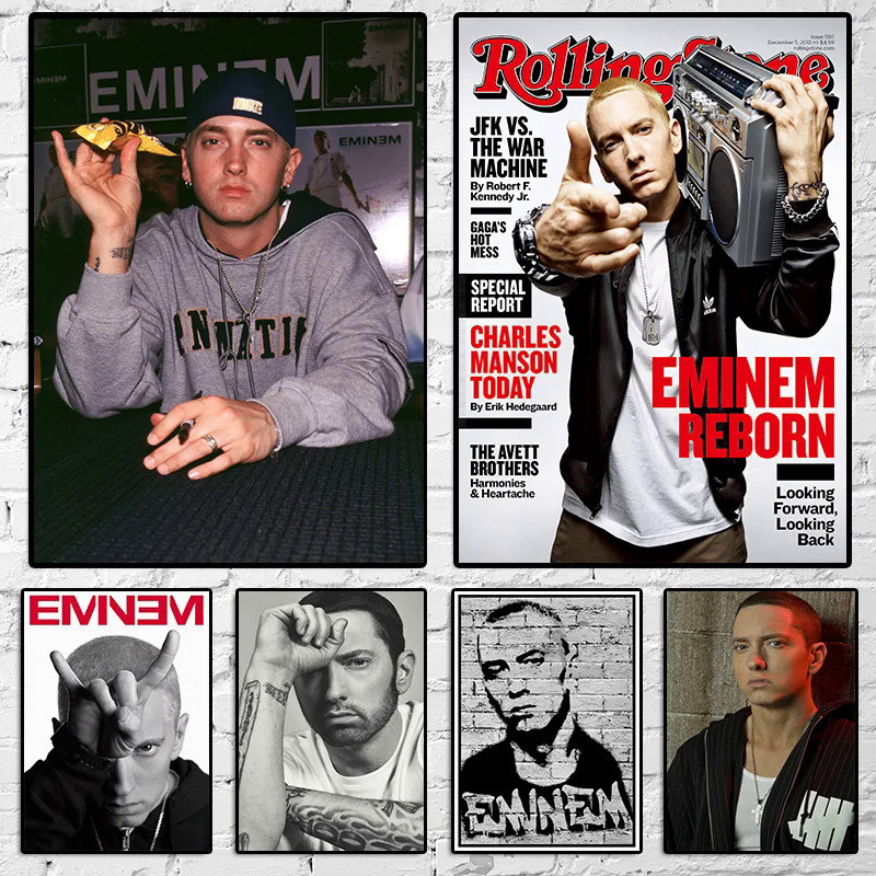 Eminem Áp Phích 8 Dặm Áp Phích Hip Hop Rapper Ca Sĩ Eminem Poster Tranh Canvas Trang Trí Nhà Nghệ Th