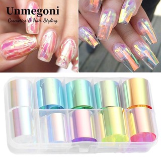Unmegoni Dán Trang Trí Móng Tay Mặt Kính Hình Aurora Màu Holographic DIY