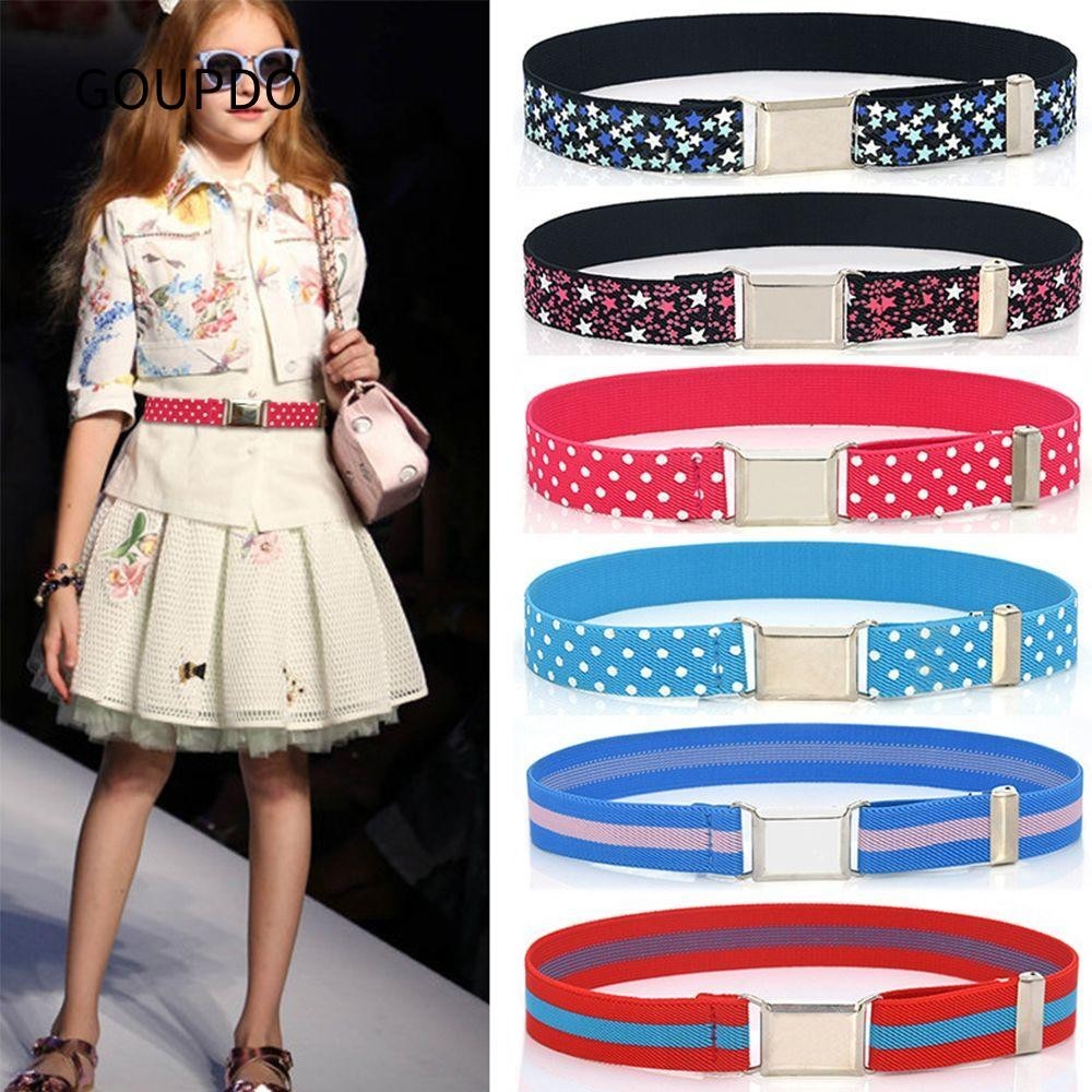 GOUPDO Thắt lưng thun Unisex Dây thắt lưng trẻ em co giãn