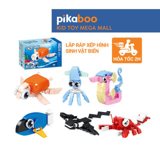 Bộ đồ chơi lắp ráp xếp hình 3D sinh vật biển Pikaboo, combo đa dạng mẫu mã giúp phát triển tư duy trí tuệ của bé