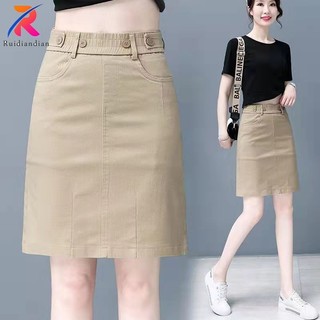 Ruidiandian S-3XL Váy Nữ Thiết Kế Nhiều Nút Ôm Cao Cấp Phong Cách Hàn Quốc Màu Trơn Thân Thiện Với Da Thoáng Khí Viền Nhỏ Cắt Bọc Váy