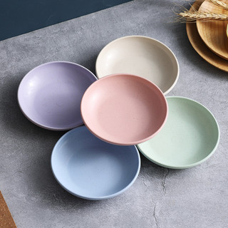 10cm rơm lúa mì đĩa nhúng lẩu đĩa gia vị đĩa lúa mì đĩa tròn nhựa salad món ăn