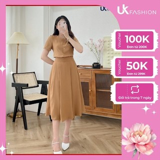 Set Áo Cổ Tròn Và Chân Váy Xòe UK Fashion Trẻ Trung, Thanh Lịch UKBD2306001